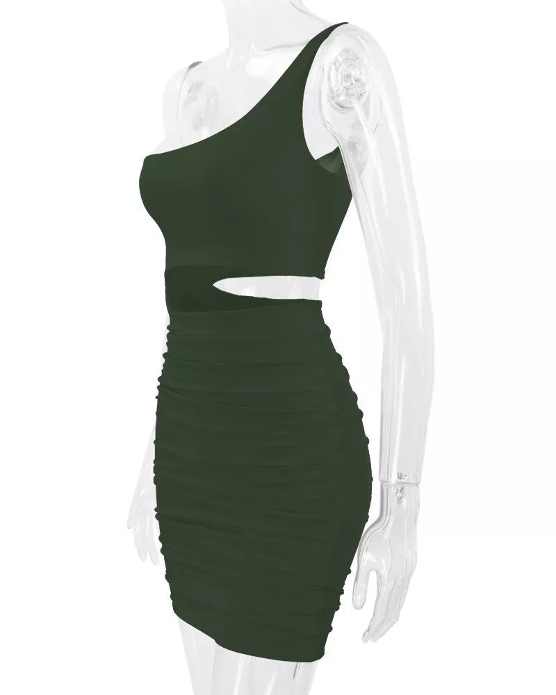 One-Shoulder Cutout Ruched Bodycon Mini Dress - alternate view 66