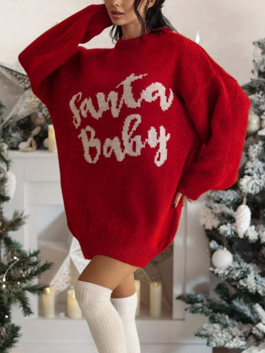 Christmas Letter Oversized Sweater Dress - alternate view 6