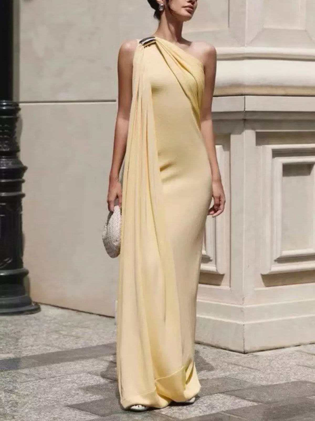 One-Shoulder Draped Maxi Dress - alternate view 3