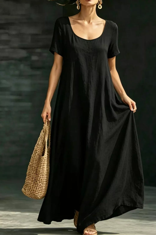 Full Size Casual Loose Short Sleeve Maxi Dress - alternate view 5