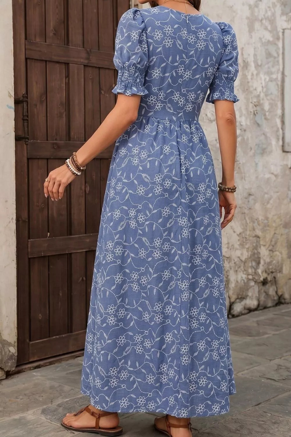Square Neck Puff Sleeve Maxi Dress - alternate view 3