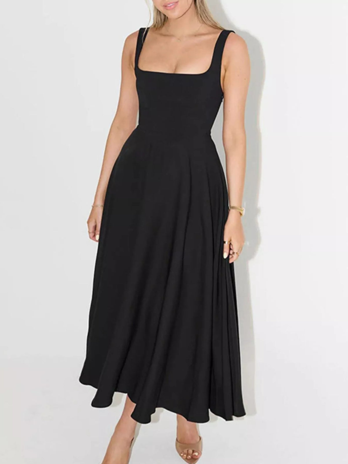 Square Neck Wide Strap A-Line Dress - alternate view 6