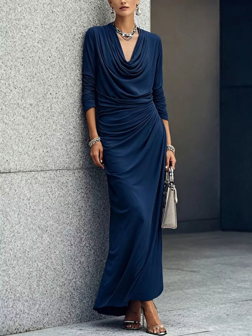 Cowl Neck Long Sleeve Maxi Dress - alternate view 5