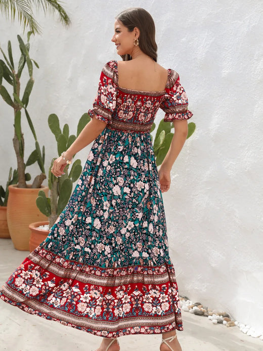 Floral Flounce Sleeve Midi Dress - alternate view 6
