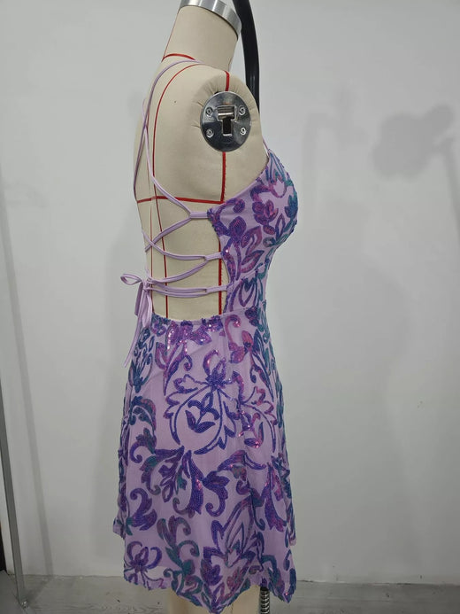 Sequin Embellished Mini Dress - alternate view 4