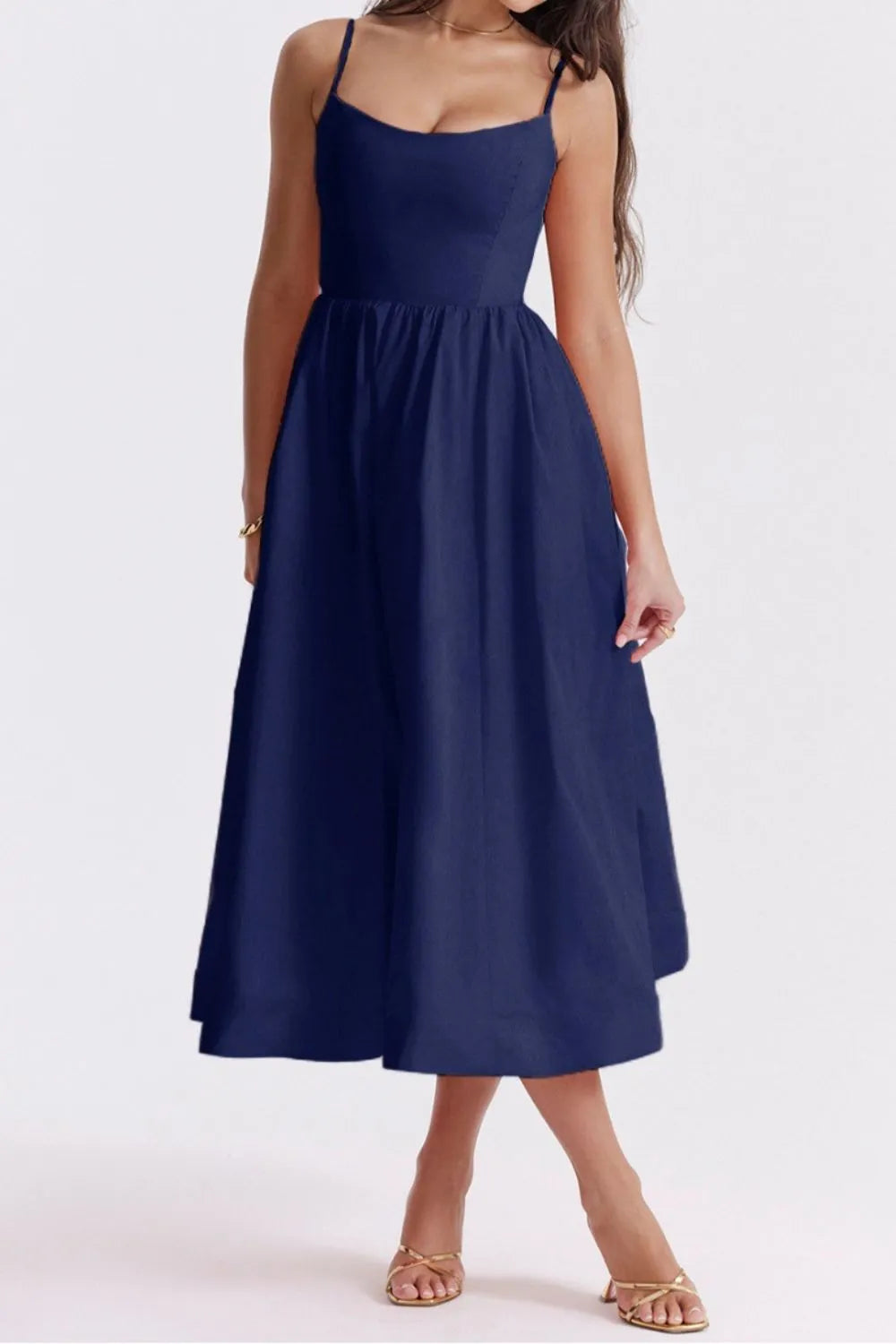 Floral Print Spaghetti Strap Midi Dress - alternate view 19
