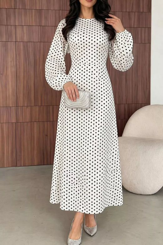 Polka Dot Long Sleeve Maxi Dress - alternate view 4