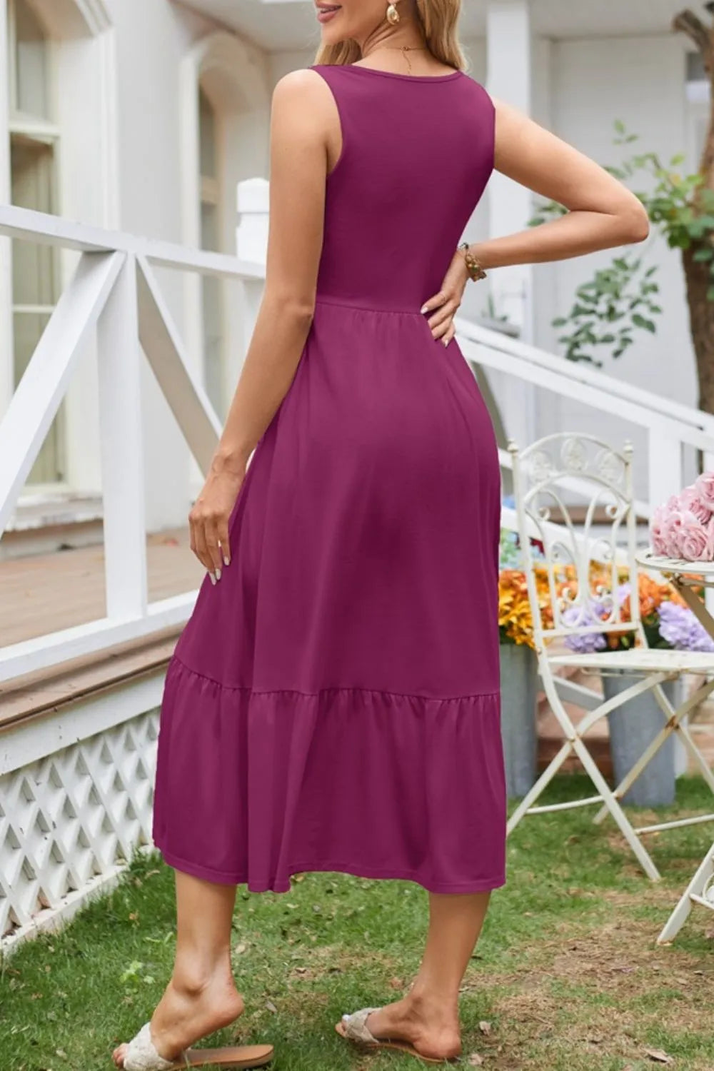 Round Neck Wide Strap Tank Dress - alternate view 6