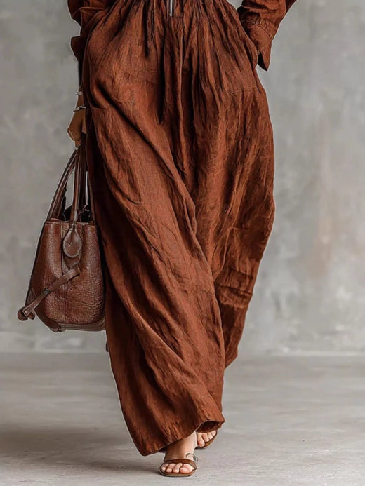 Zip-Front Long Sleeve Maxi Shirt Dress - alternate view 5
