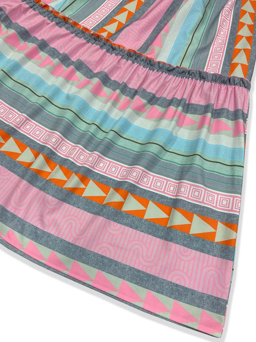 Ruffled Striped Long Sleeve Dress - alternate view 5