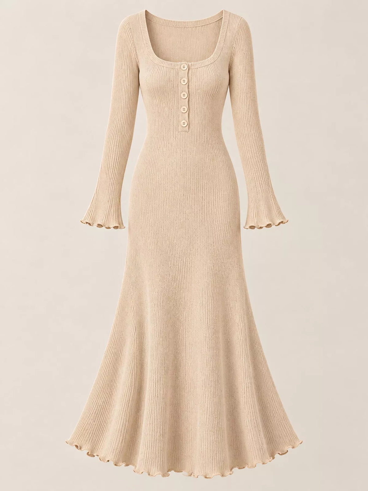 Button-Front Ribbed Knit Maxi Dress - alternate view 15