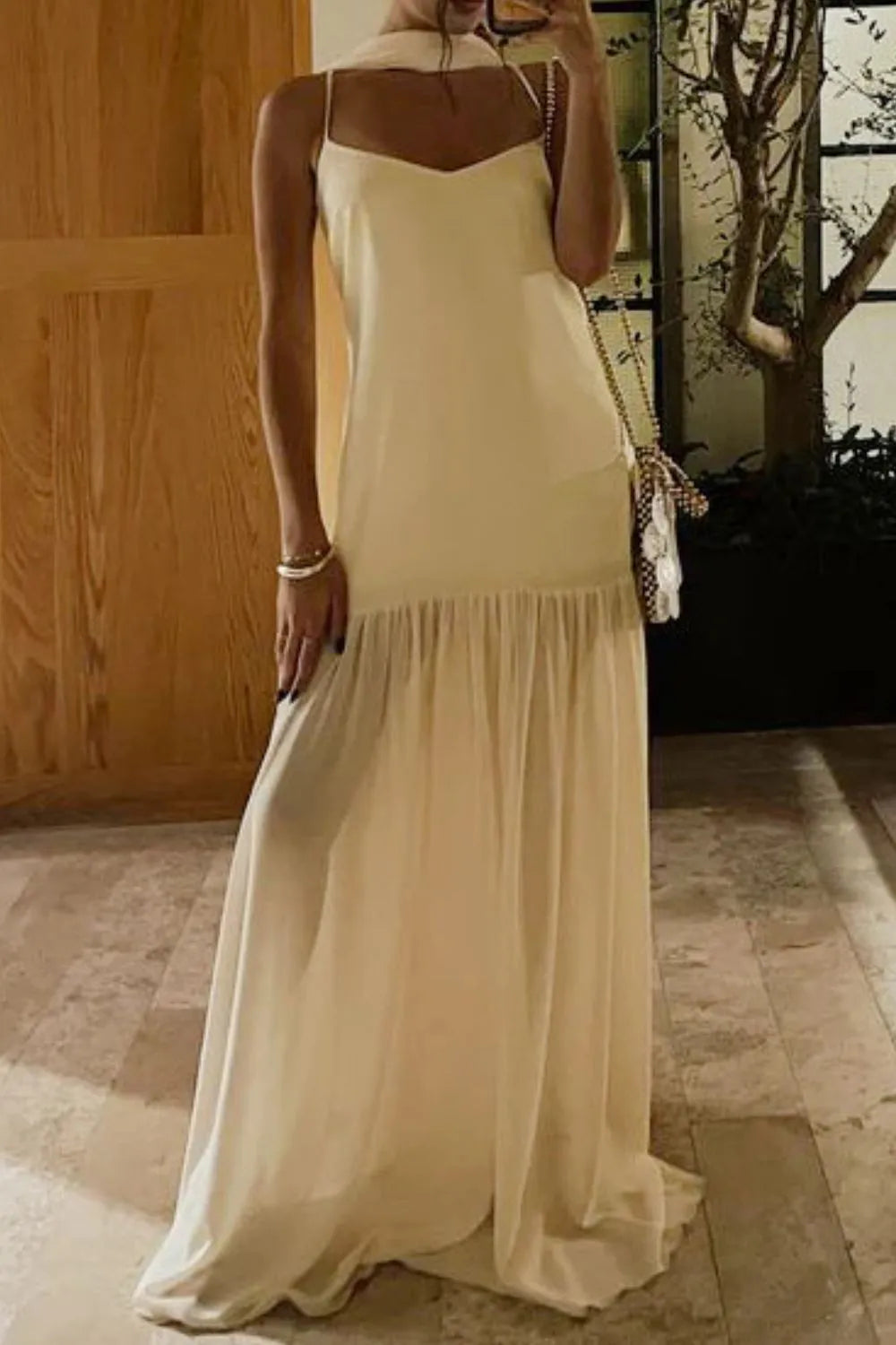 Adjustable Strap Maxi Cami Dress with Scarf - alternate view 23