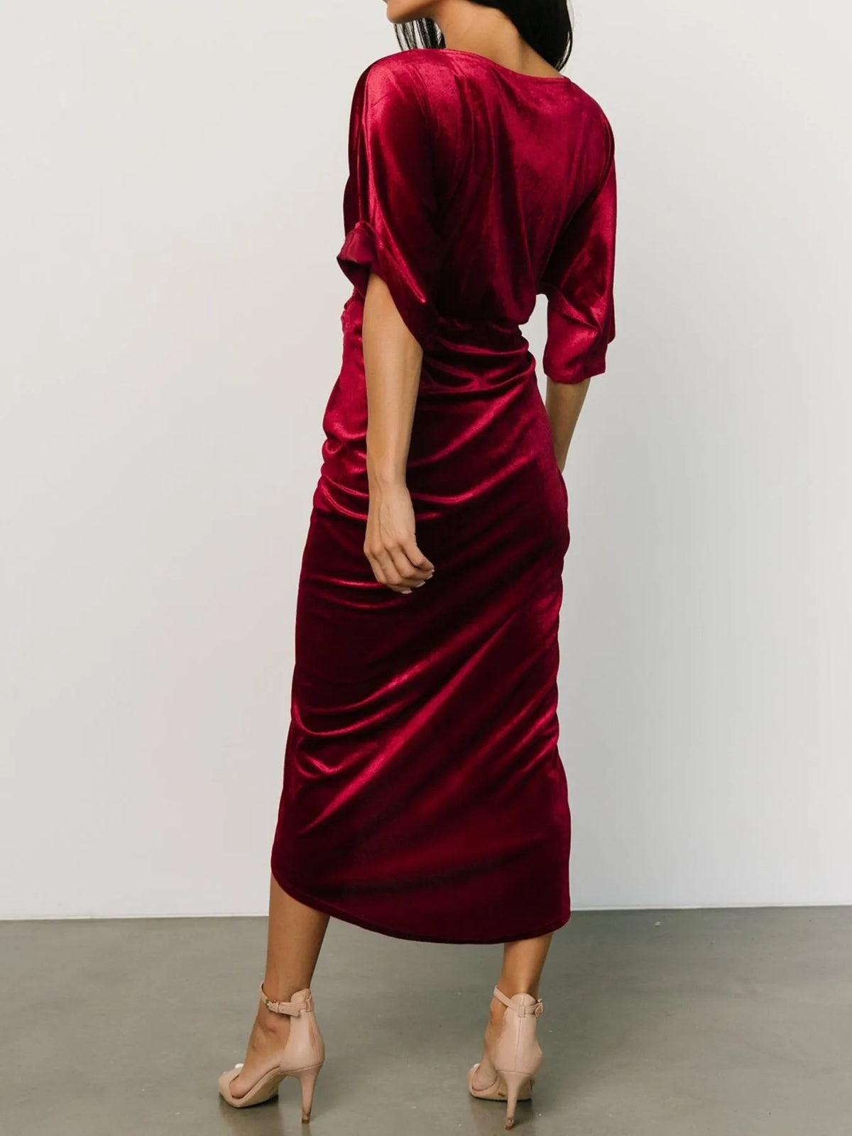 Ruched Surplice Half Sleeve Dress - alternate view 4
