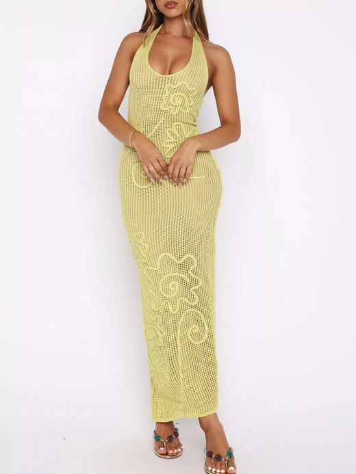 Halter Neck Crochet Maxi Dress - alternate view 6