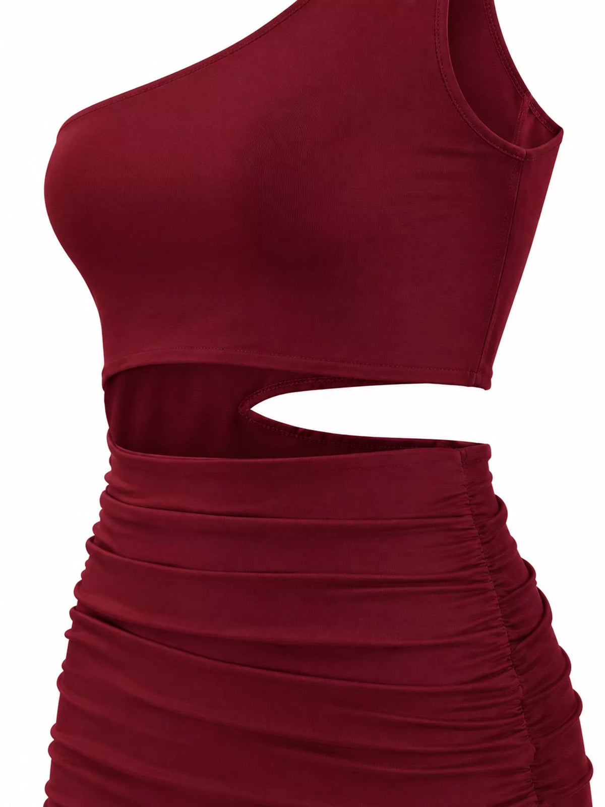 One-Shoulder Cutout Ruched Bodycon Mini Dress - alternate view 38