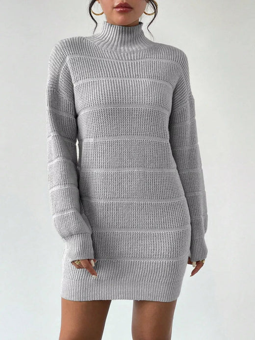 Turtleneck Long Sleeve Sweater Dress - alternate view 5