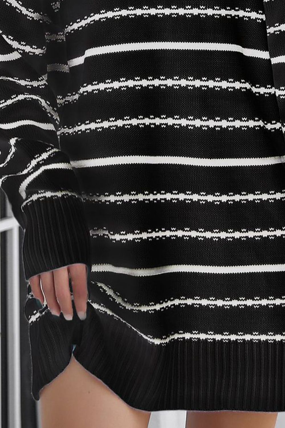 Striped V-Neck Sweater Dress - alternate view 8