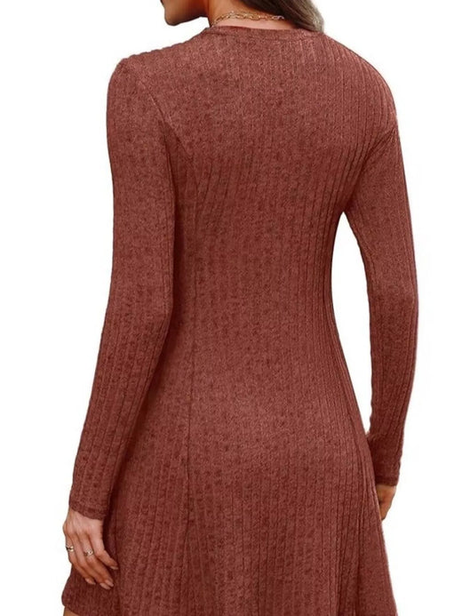 Ribbed Knit Long Sleeve Slim Fit Dress - alternate view 3
