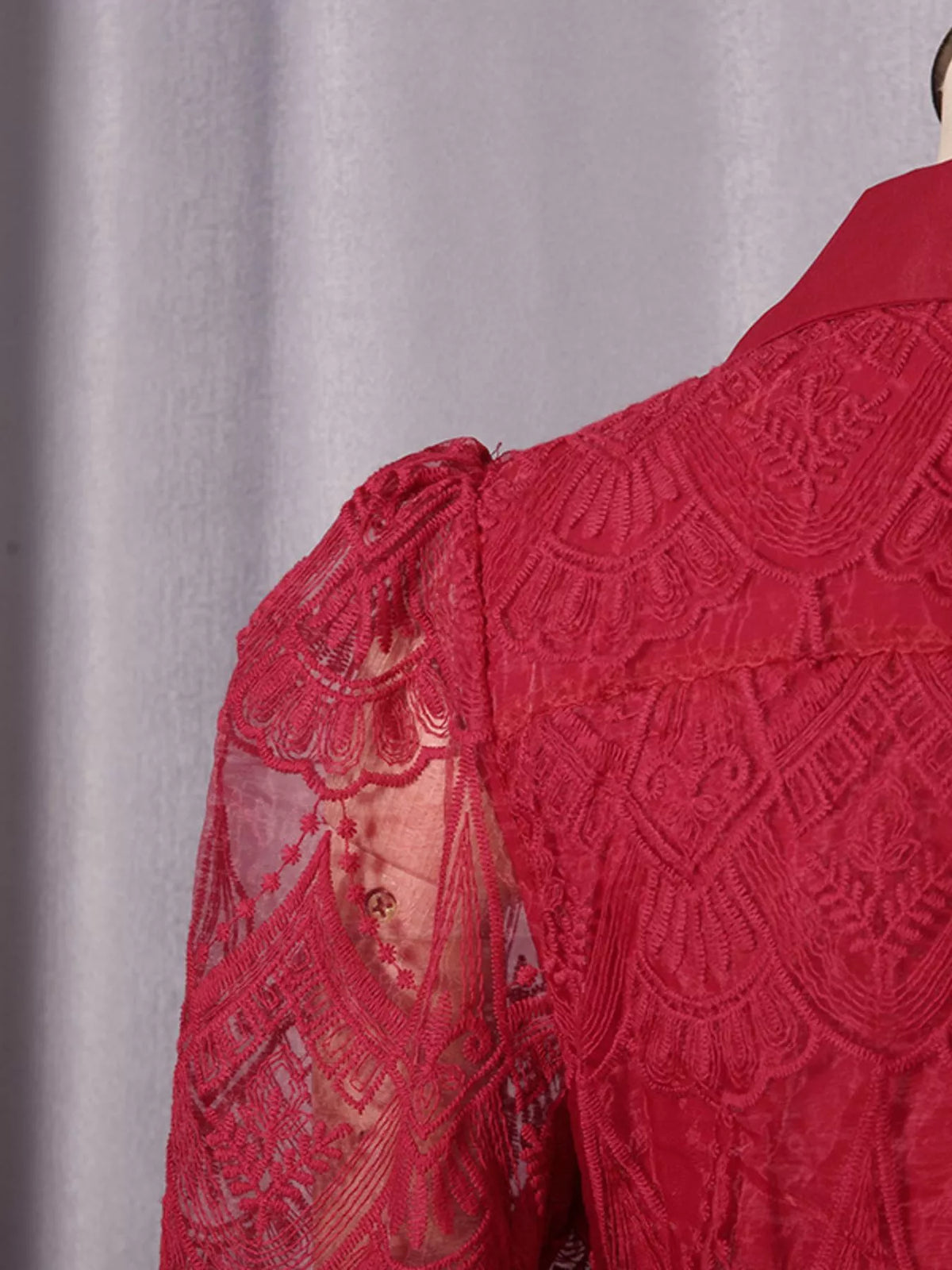 Lace Button Front Midi Dress - alternate view 13