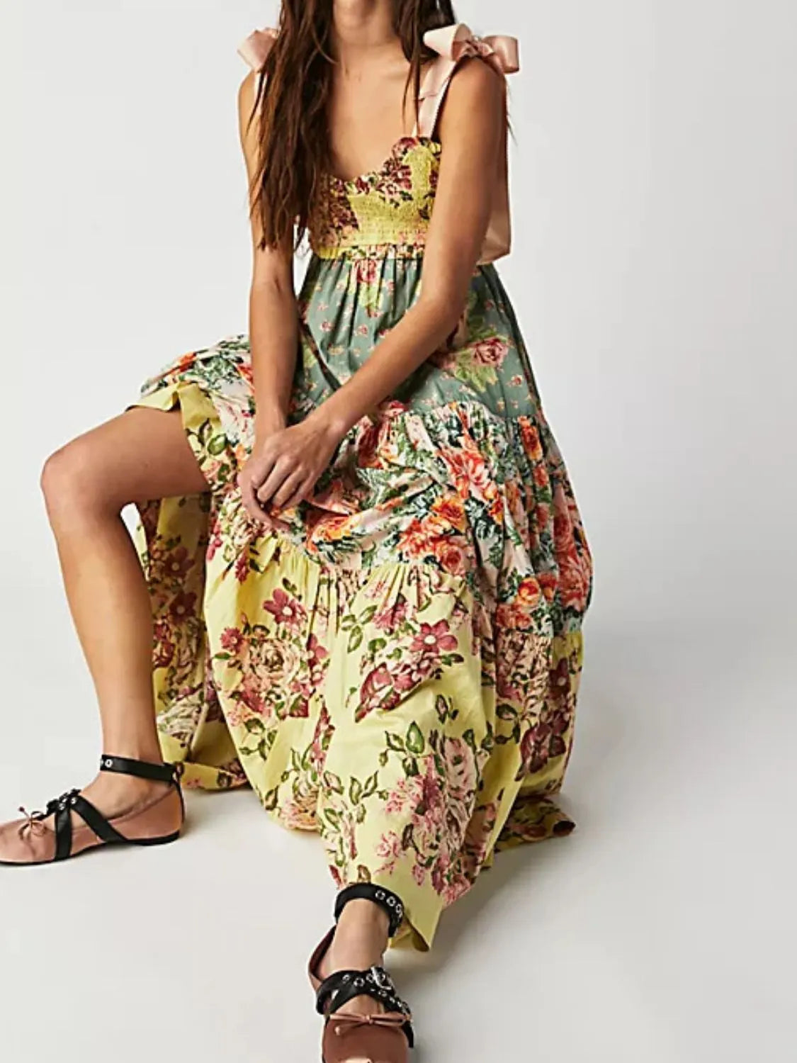 Printed V-Neck Tie Shoulder Cami Dress - alternate view 8