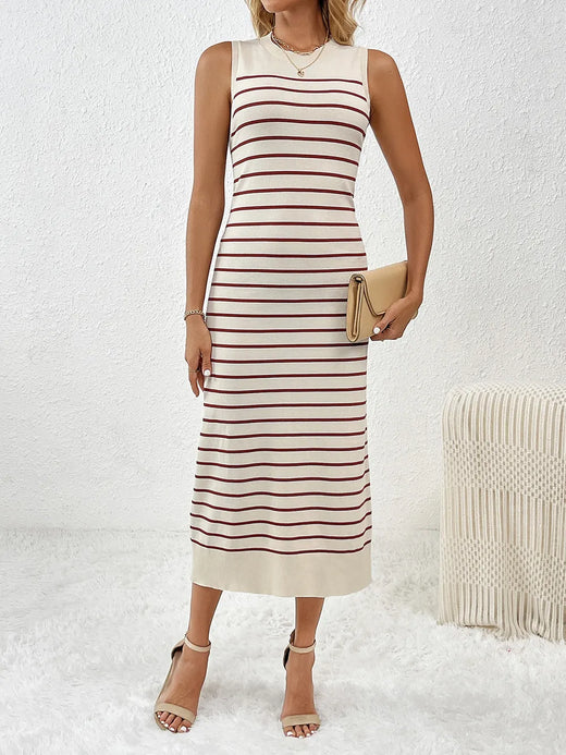 Round Neck Sleeve Midi Knit Dress - alternate view 6