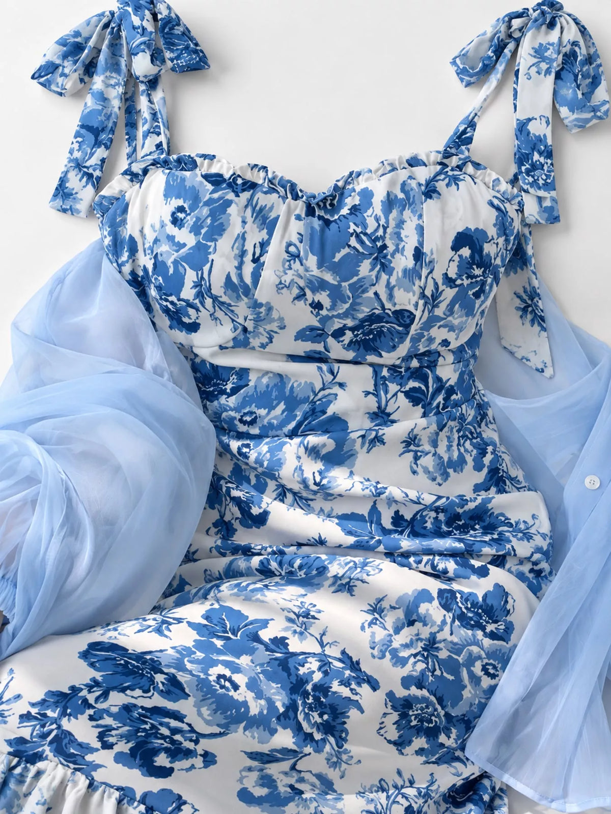 Floral Print Tie-Strap Midi Dress - alternate view 5