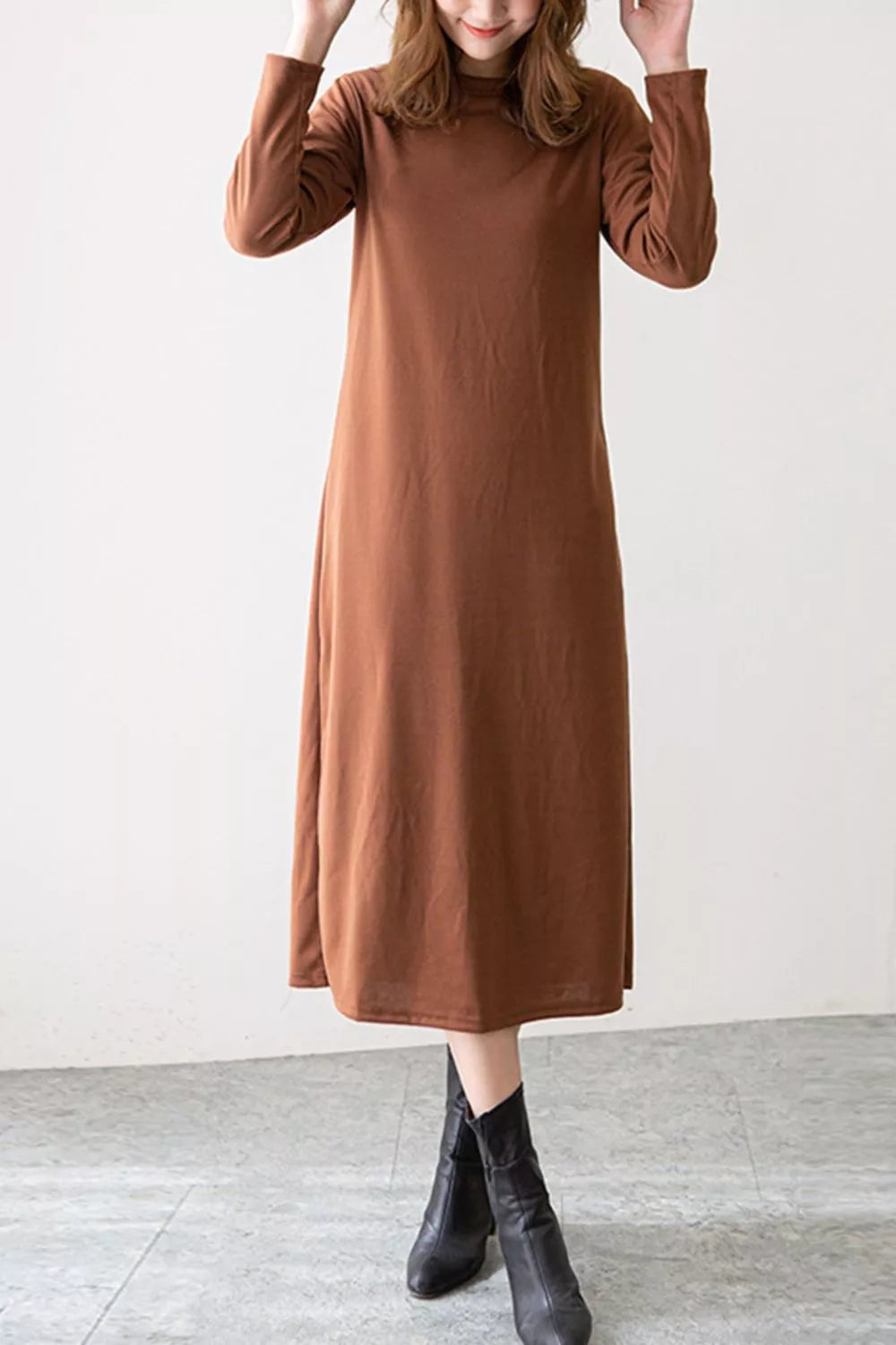 Casual Long Sleeve Midi Dress - alternate view 5