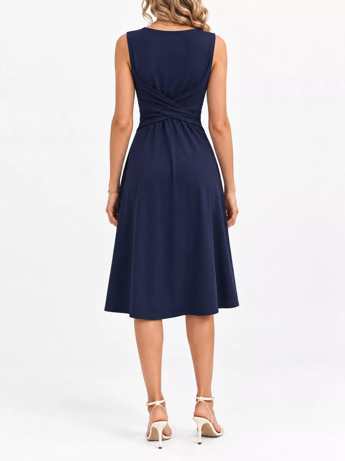 Full Size Ruched Front Midi Dress Plus Size - alternate view 54