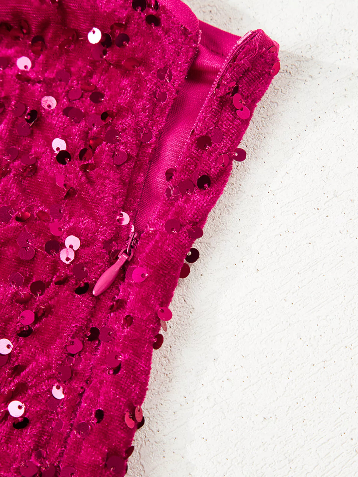 Sequin One-Shoulder Dress with High Slit - alternate view 9