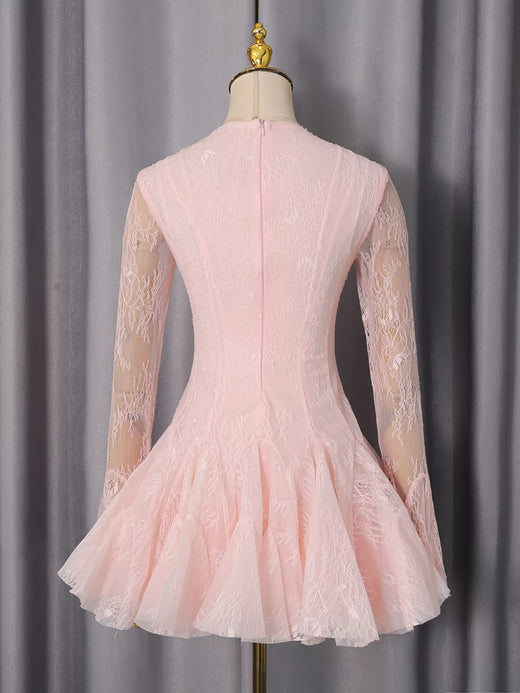 Lace Flare Sleeve Mini Dress - alternate view 4