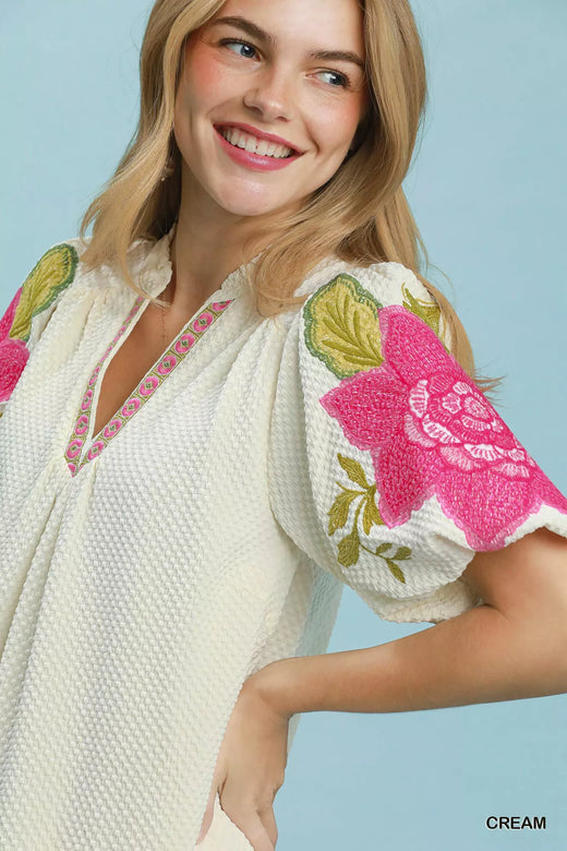Floral Embroidered Textured Jacquard Dress - alternate view 4