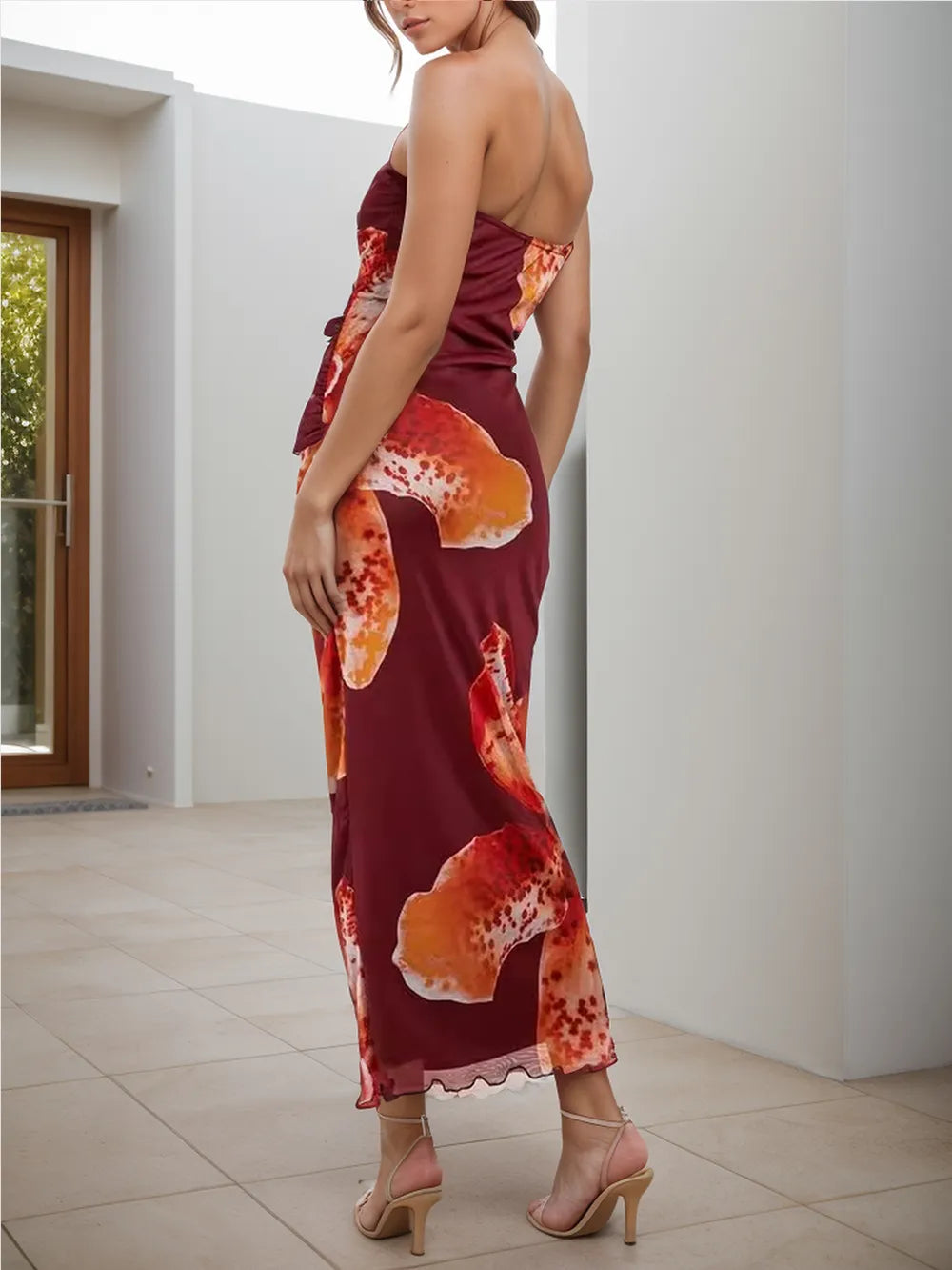 Printed Tube Sleeveless Maxi Dress - alternate view 2