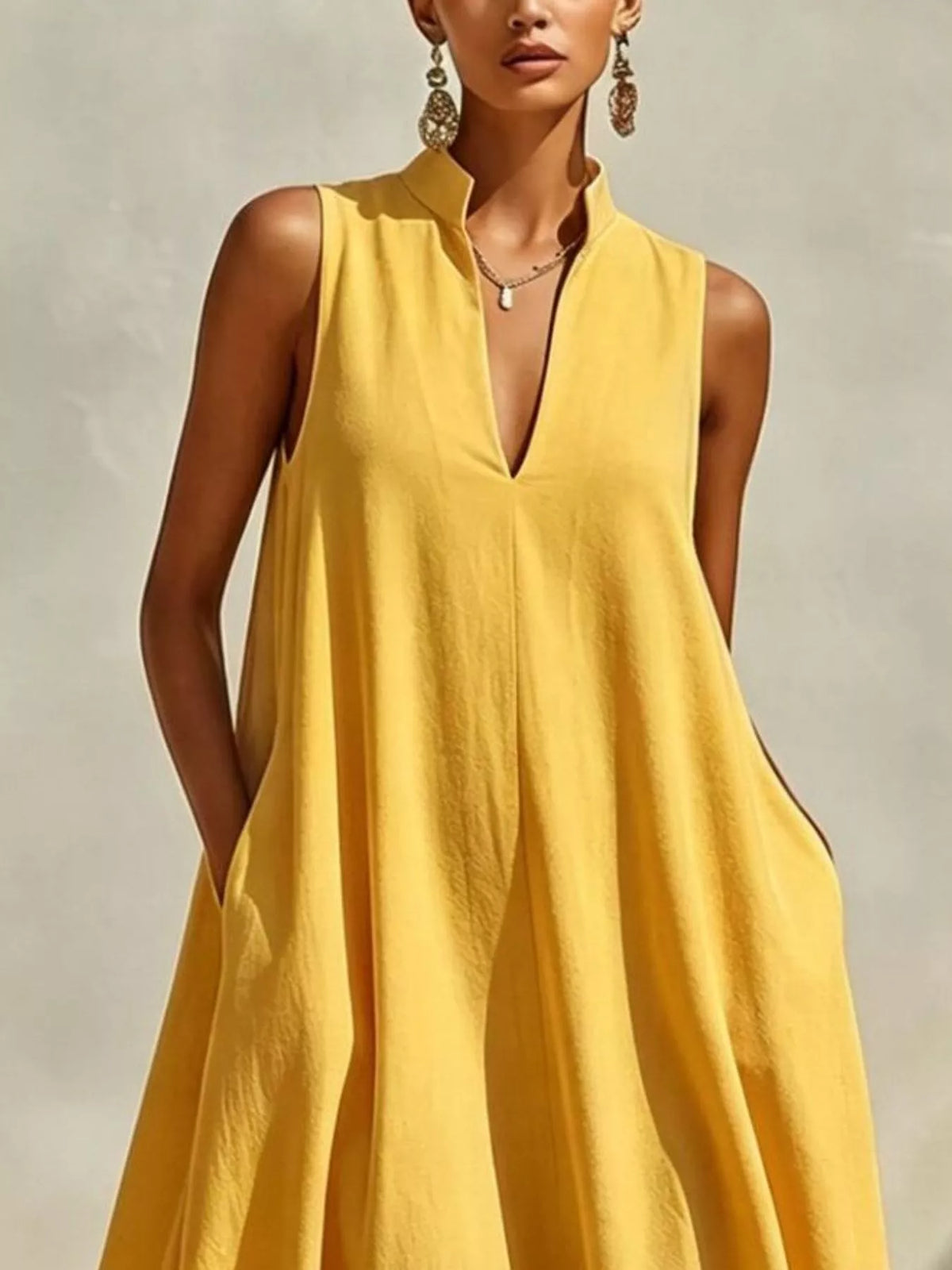 Sleeveless Maxi Dress with Side Pockets - alternate view 8