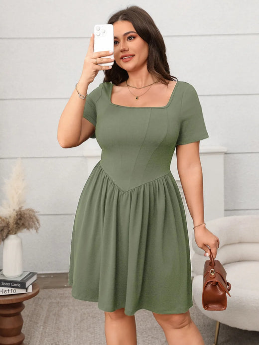 Square Neck Short Sleeve Mini Dress - alternate view 4