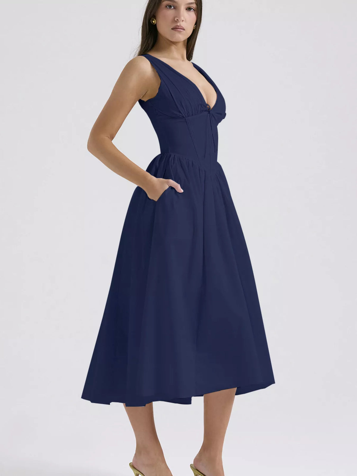 V-Neck Sleeveless Midi Dress - alternate view 18