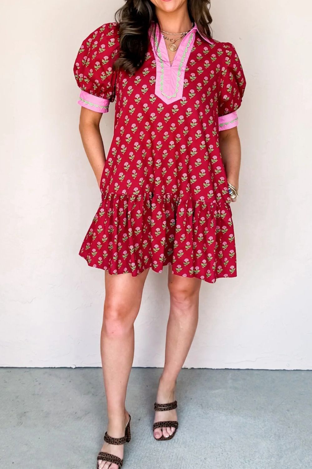 Floral Print Ruffle Hem Mini Dress - alternate view 6
