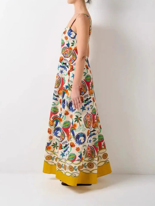 Printed Square Neck Maxi Cami Dress - alternate view 6