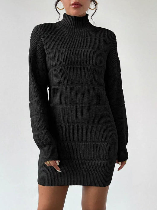 Turtleneck Long Sleeve Sweater Dress - alternate view 2