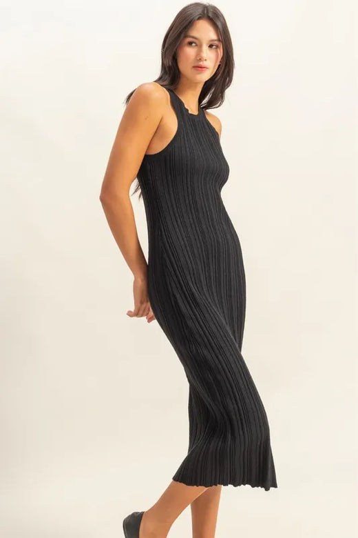 HYFVE Round Neck Bodycon Ribbed Knit Dress - alternate view 3