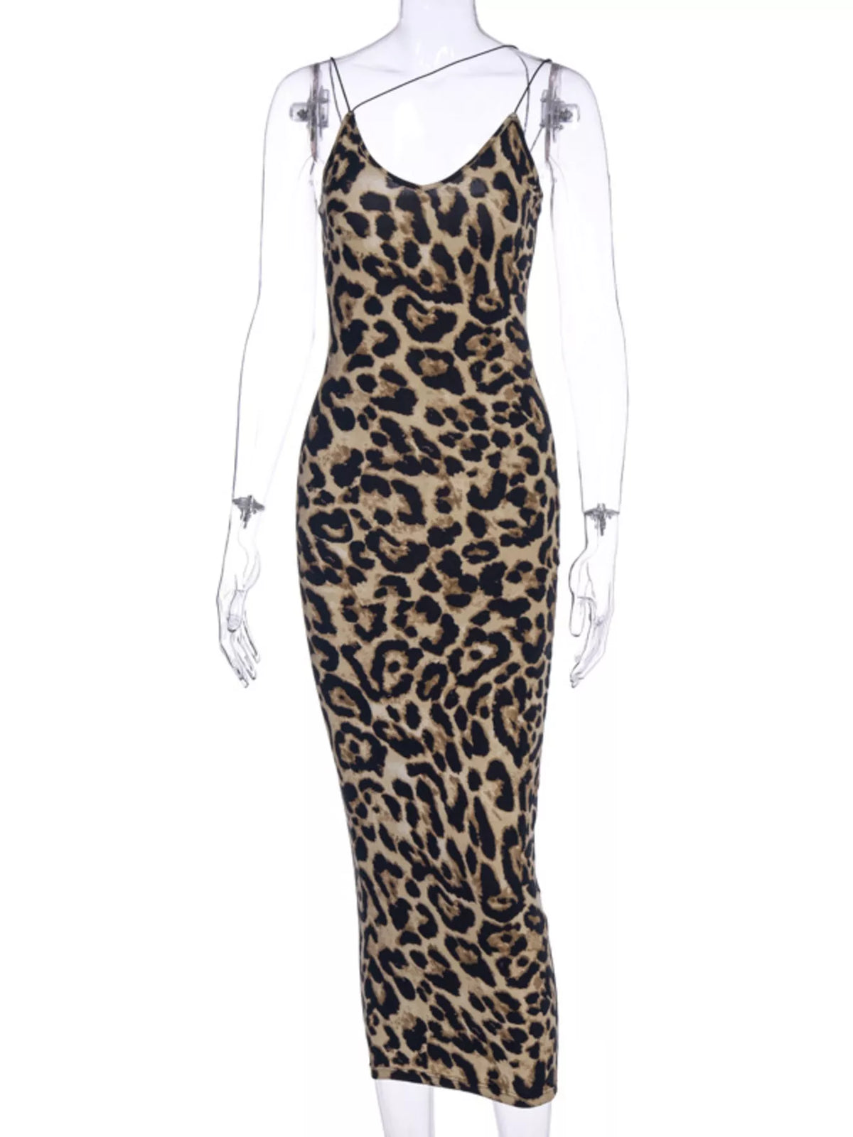 Leopard Print Spaghetti Strap Midi Dress - alternate view 5