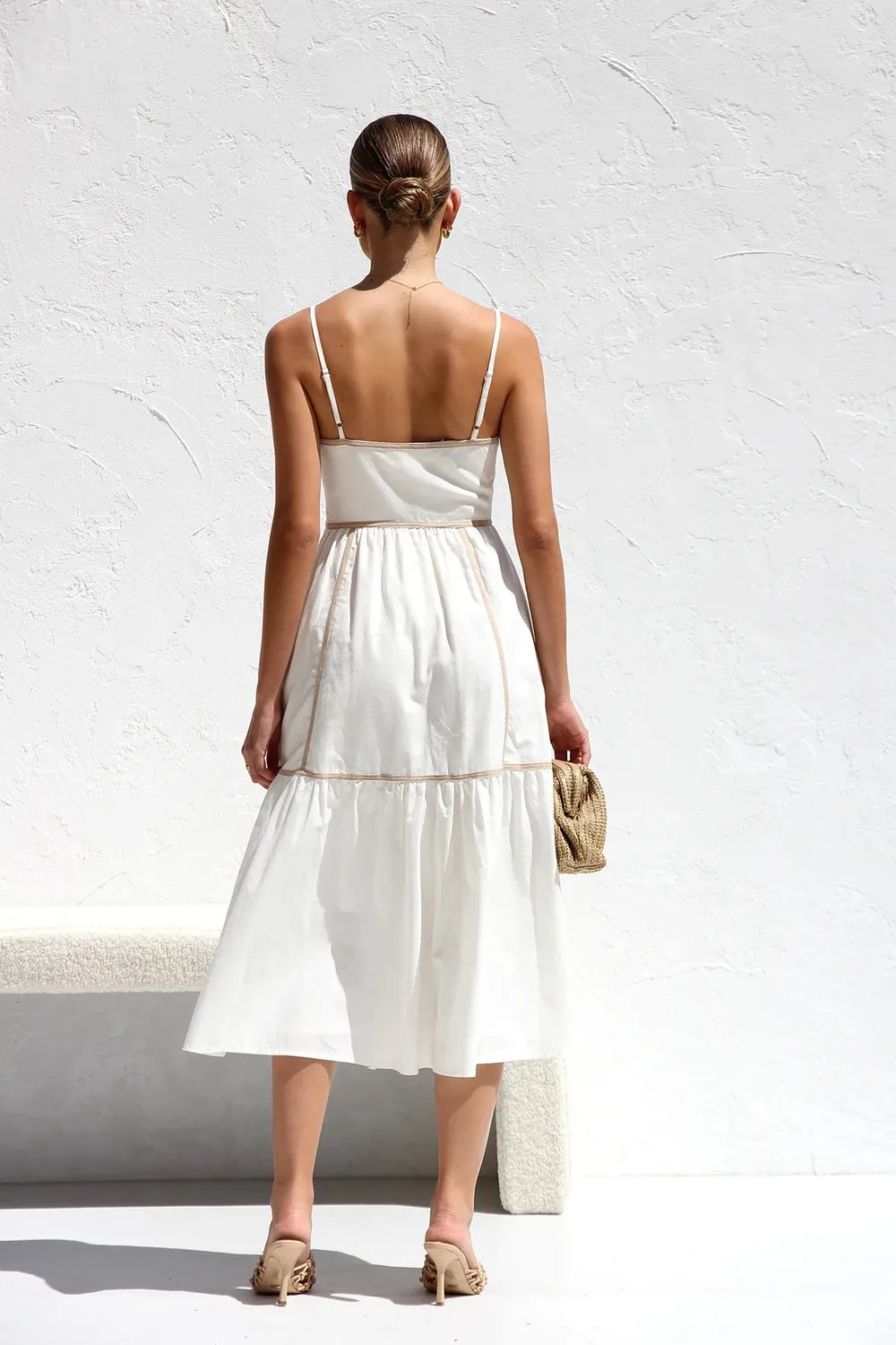 Contrast Trim Square Neck Midi Cami Dress - alternate view 6