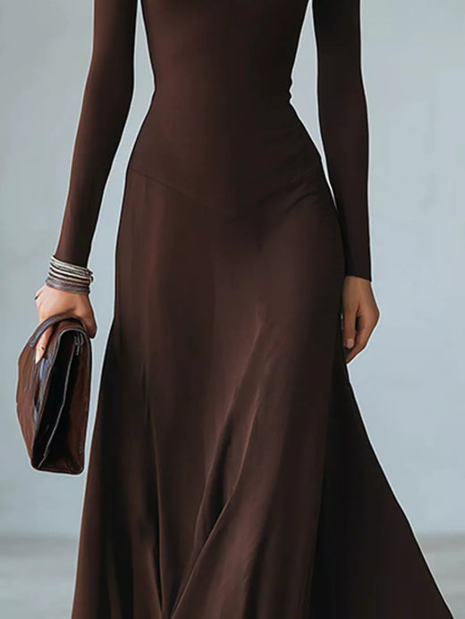 Full Size Mock Neck Cut-Out Long Sleeve Midi Dress Plus Size - alternate view 3