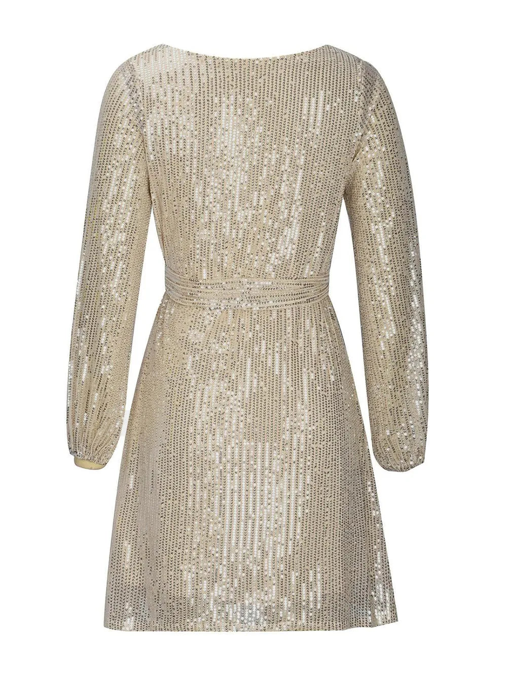 Sequin Tie Waist Long Sleeve Mini Dress - alternate view 4