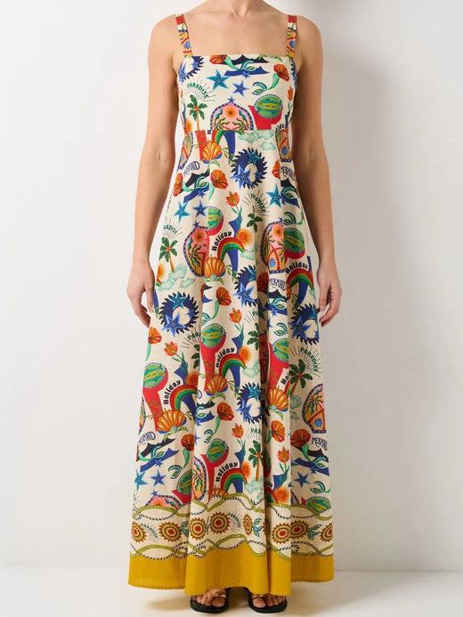 Printed Square Neck Maxi Dress - alternate view 3