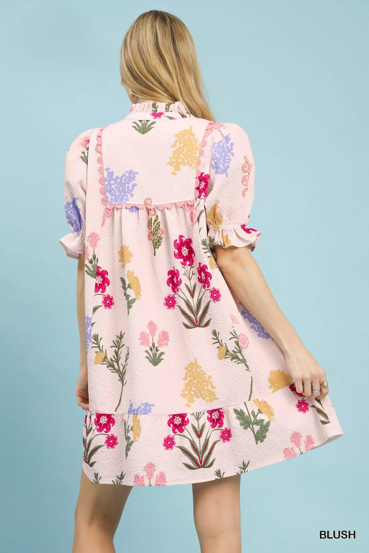 Multi Flower Print V-Neck Dress - alternate view 3