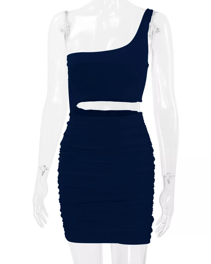 One-Shoulder Cutout Ruched Bodycon Mini Dress - alternate view 49