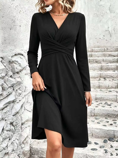 Full Size Ruched Front Midi Dress Plus Size