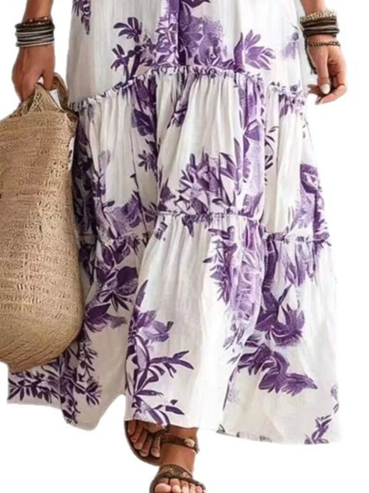 Printed Button Front Maxi Dress - alternate view 7