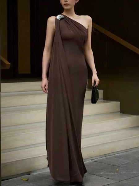 One-Shoulder Draped Maxi Dress - alternate view 2
