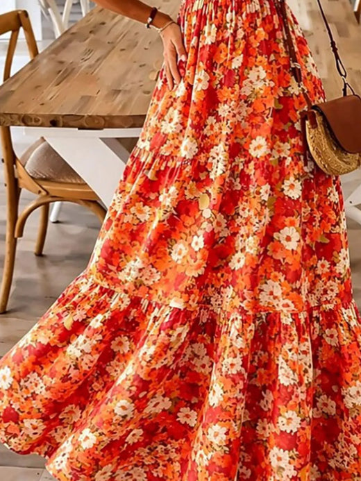 Floral Print Maxi Dress with Spaghetti Straps - alternate view 2